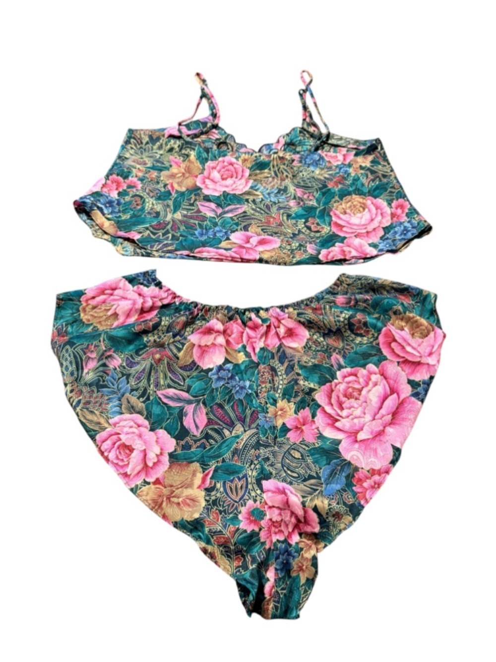 Victoria's Secret Heritage Gold Label Satin Lingerie Set Size M Floral - Picture 2 of 5